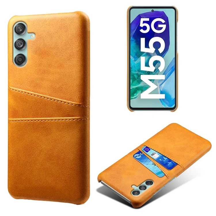 Para Samsung Galaxy M55 5G / C55 5G / F55 5G Funda Tarjetero Cuero+PC Funda de Teléfono - Naranja