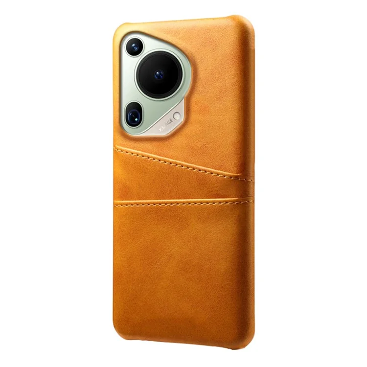Para Huawei Pura 70 Ultra Case com 2 Slots para Cartão Couro PU + Shell PC Duro Ultra Fino - Laranja
