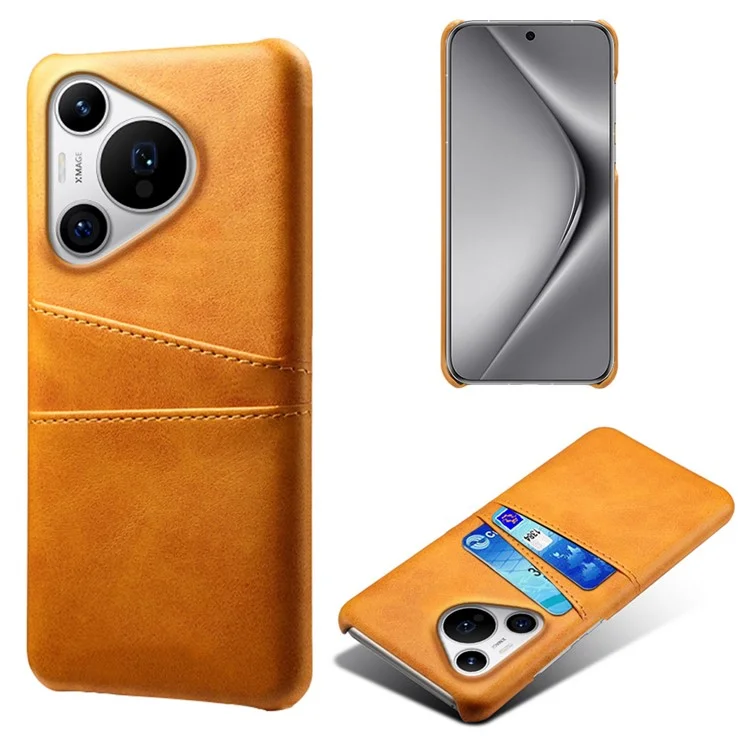 Para Huawei Pura 70 Pro / Pura 70 Pro+ Funda Soporte para Tarjetas Dual Cuero+PC Cubierta de Teléfono - Naranja
