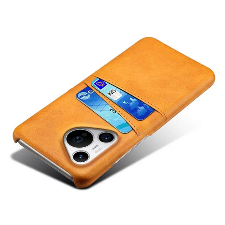 Para Huawei Pura 70 Pro / Pura 70 Pro+ Funda Soporte para Tarjetas Dual Cuero+PC Cubierta de Teléfono - Naranja