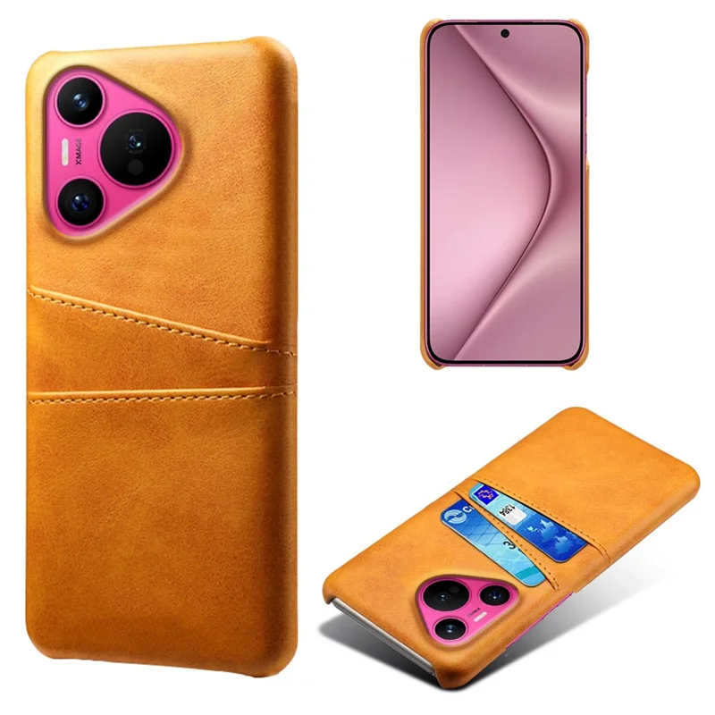 For Huawei Pura 70 Slim Case Card Slots PU+PC Phone Cover - Orange