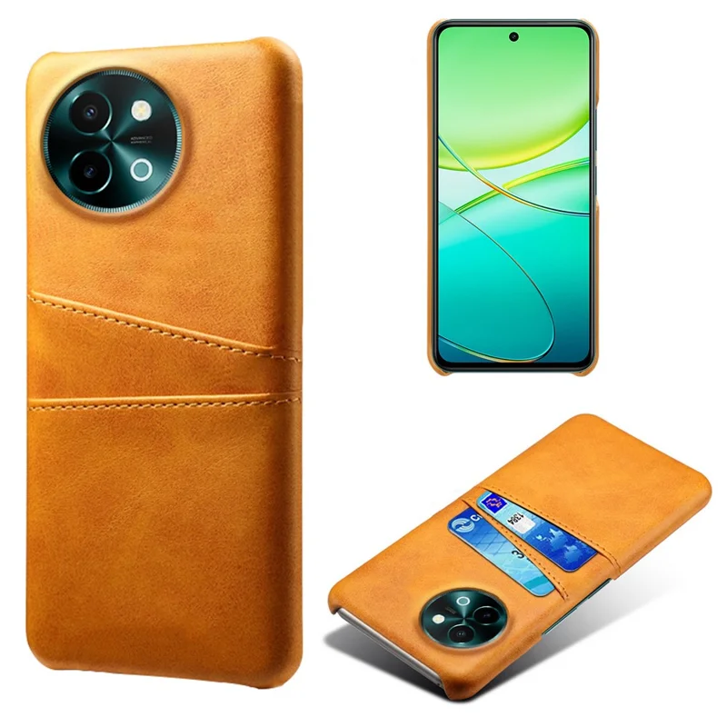Pour le vivo Y38 5G Case Dual Card Slots PU Leather Hard PC Back Cover - Orange