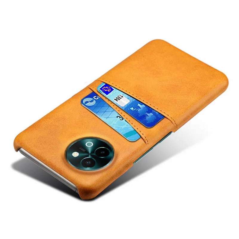 Pour le vivo Y38 5G Case Dual Card Slots PU Leather Hard PC Back Cover - Orange