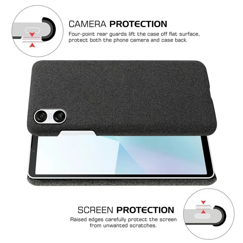 For Sony Xperia 10 VI Case Anti-Scratch Cloth+PC Phone Cover - Black
