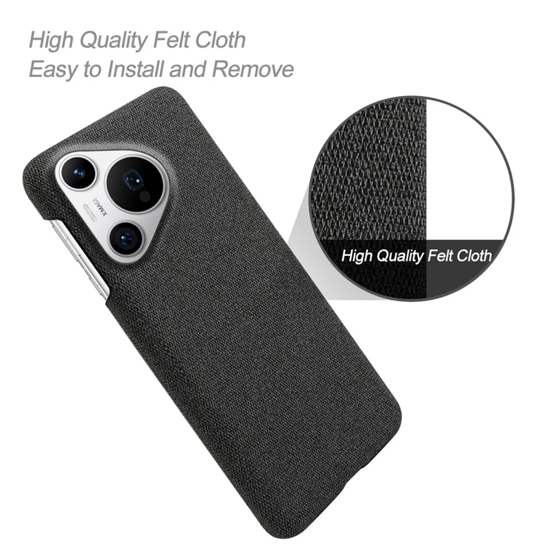 For Huawei Pura 70 Pro / Pura 70 Pro+ Case Cloth+PC Hard Phone Cover - Black