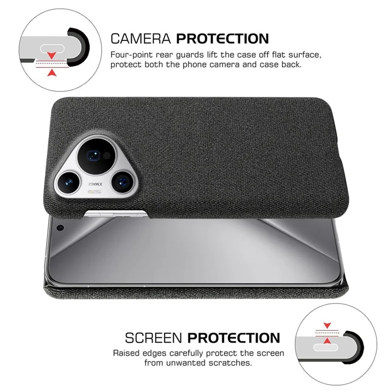 For Huawei Pura 70 Pro / Pura 70 Pro+ Case Cloth+PC Hard Phone Cover - Black