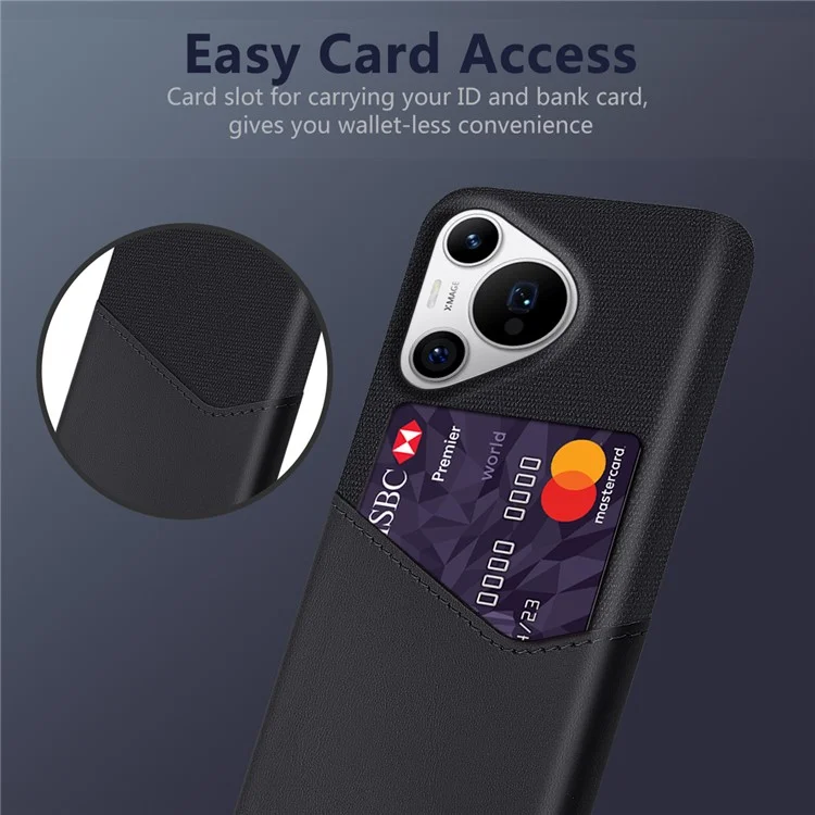 Pour Huawei Pura 70 Pro / Pura 70 Pro+ Étui Support Carte en Cuir + PC Housse de Téléphone - Noir