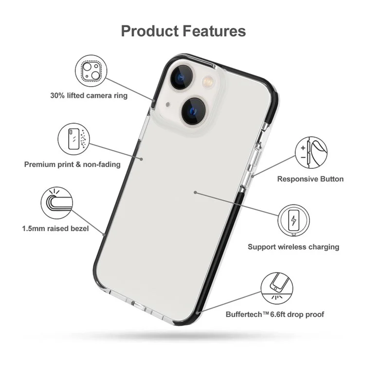 Bi-color Smartphone Case Для Iphone 13 6,1 Дюйма, Противоречивая Прозрачная Мягкая Крышка Мобильного Телефона TPU