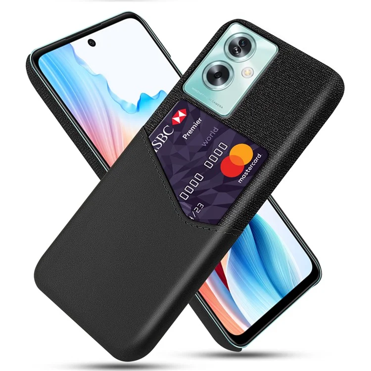 For Oppo A79 5G / A2 5G Card Slot Case Hard PC Phone Cover Cloth Texture - Black