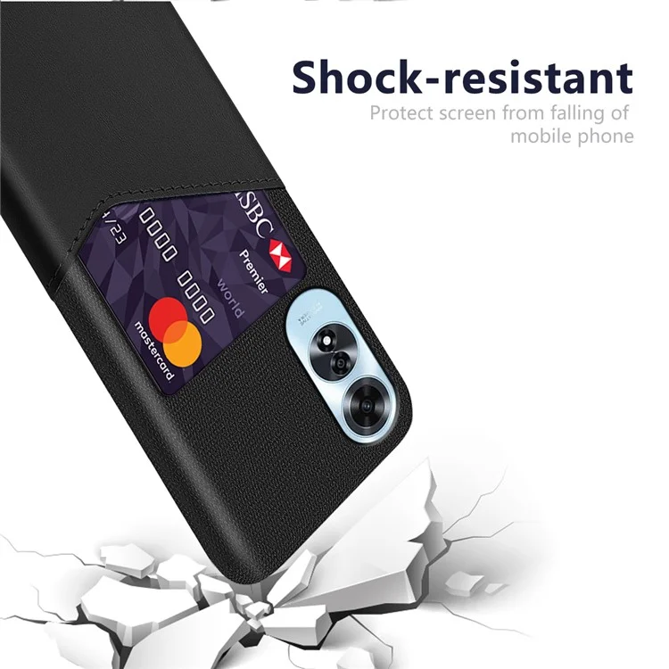 Pour Oppo A60 4G Case Leather + Hard PC Cloth Texture Phone Cover avec porte-carte - Noir