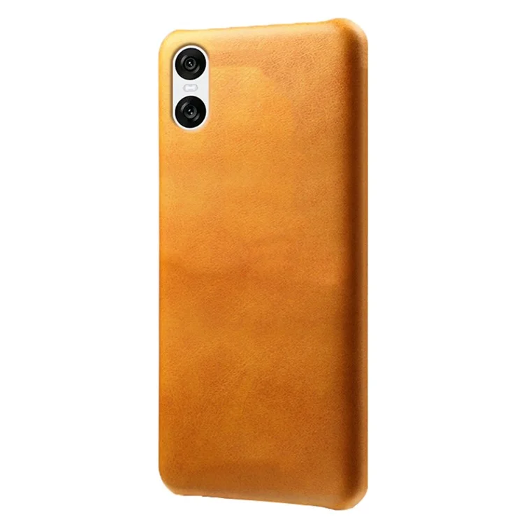 Para Sony Xperia 10 VI Case Anti-Scratch Leather + PC Phone Cover Calf Texture - Orange