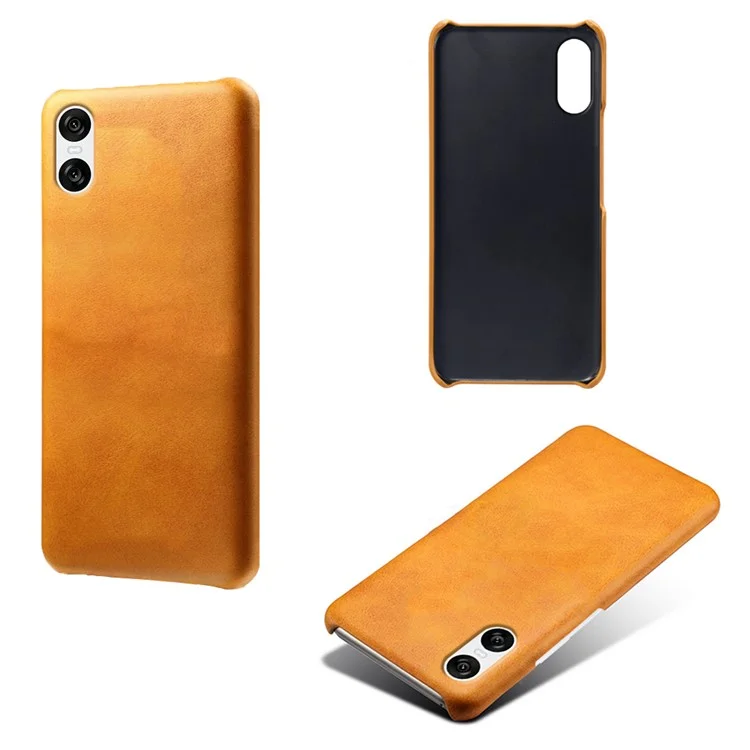 Para Sony Xperia 10 VI Case Anti-Scratch Leather + PC Phone Cover Calf Texture - Orange