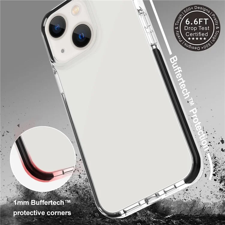 For iPhone 13 mini 5.4 inch Slim Fit Shock Absorption Phone Shell Black Frame Frop Protection Clear TPU Panel Phone Case