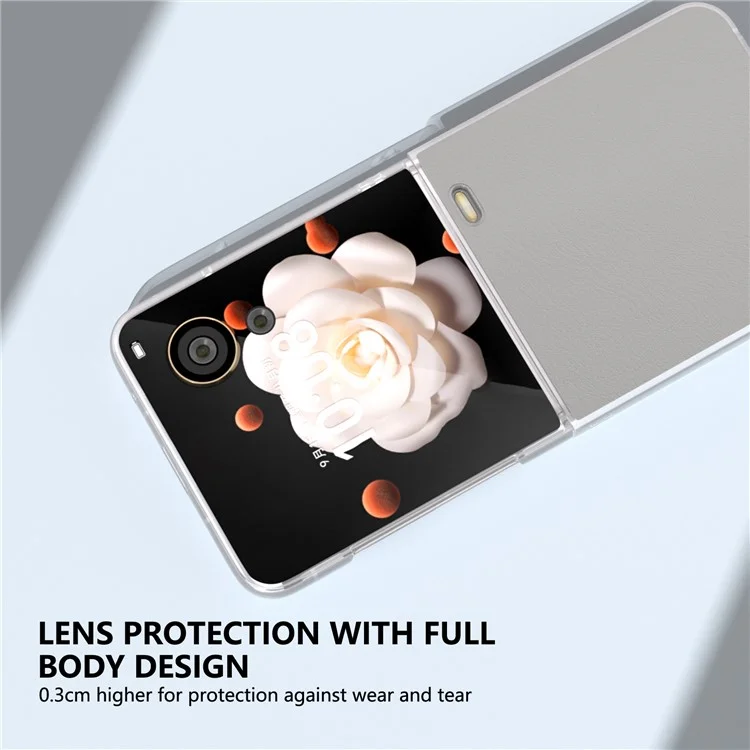 For Honor Magic V Flip 5G Case Clear Matte Edge PU Leather+PC Folding Phone Cover - White