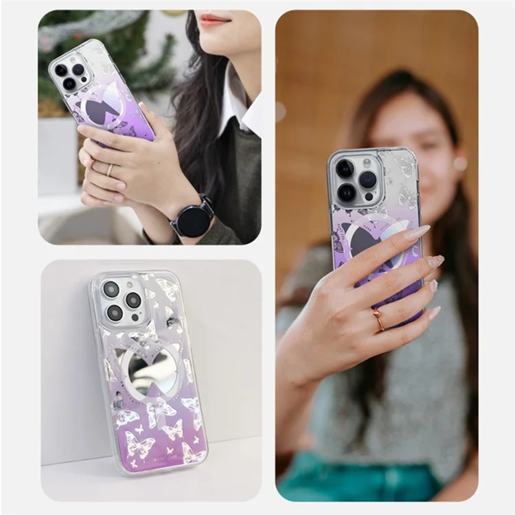 JAUCASE Чехол для iPhone 15 Pro с зеркальной поверхностью, PC+TPU, совместим с MagSafe