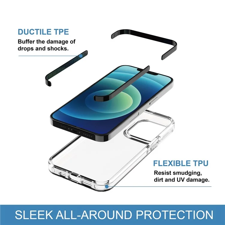 Bi-color Design Phone Case for iPhone 14 6.1 inch, Clear Soft TPU Mobile Phone Cover Anti-scratch Shell