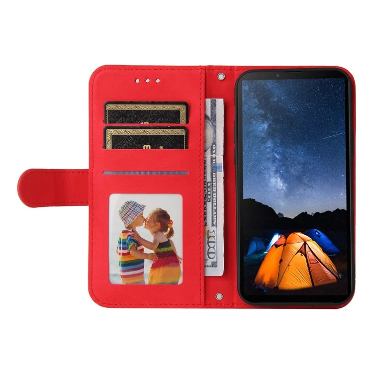 For Sony Xperia 10 V Leather Wallet Cases Skin Touch Phone Cover Stand with Strap - Red
