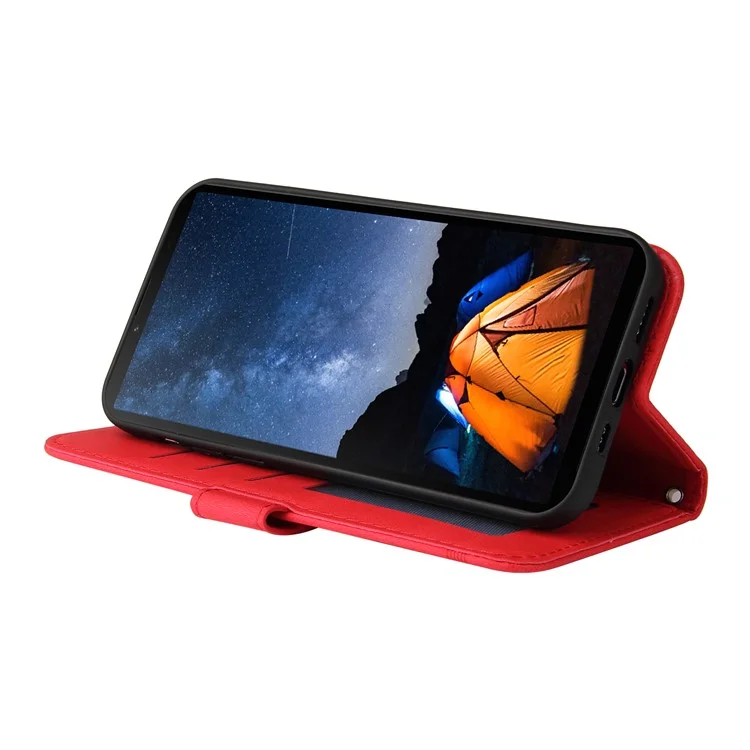 For Sony Xperia 10 V Leather Wallet Cases Skin Touch Phone Cover Stand with Strap - Red