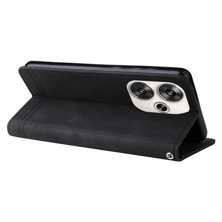 For Xiaomi Redmi Turbo 3 5G / Poco F6 5G Leather Wallet Cases Skin Touch Phone Cover Stand with Strap - Black