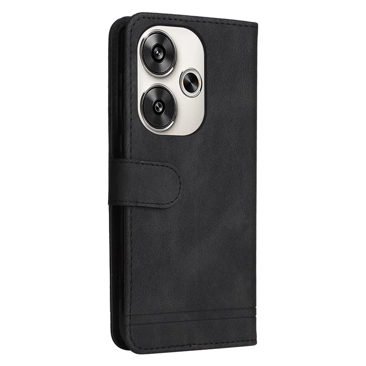 For Xiaomi Redmi Turbo 3 5G / Poco F6 5G Leather Wallet Cases Skin Touch Phone Cover Stand with Strap - Black