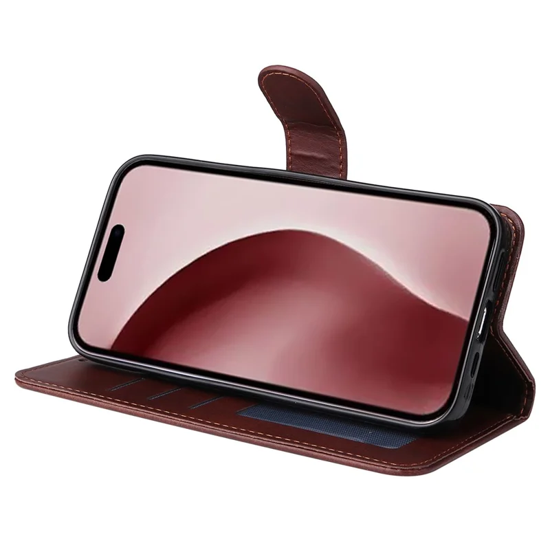 Til iPhone 16 Pro Case Kortholder Læder Stående Wallet Telefonbeskyttelse - Brun