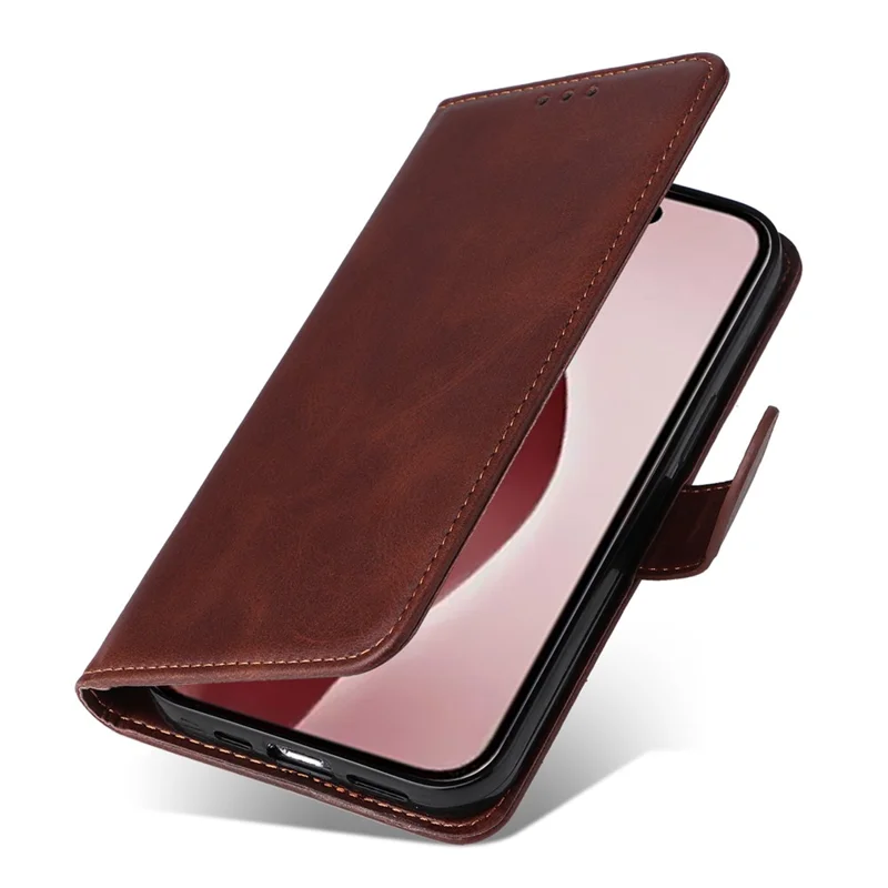 Til iPhone 16 Pro Case Kortholder Læder Stående Wallet Telefonbeskyttelse - Brun