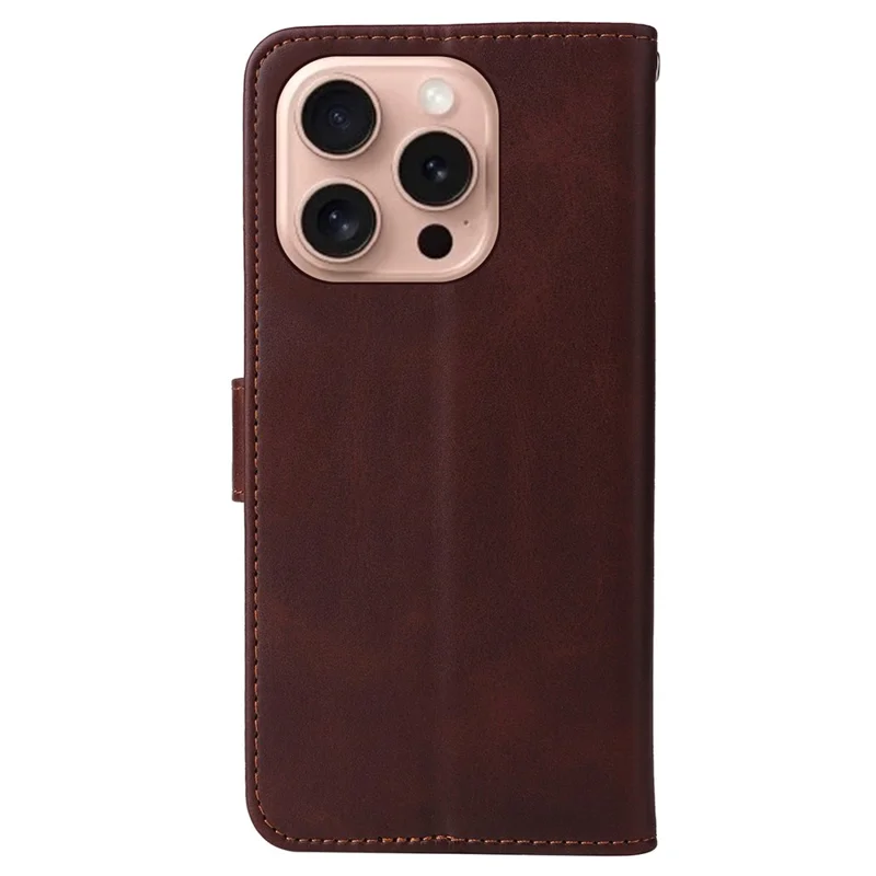 Til iPhone 16 Pro Case Kortholder Læder Stående Wallet Telefonbeskyttelse - Brun
