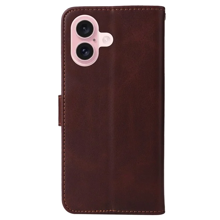 Para iPhone 16 Case PU Leather Stand Phone Cover com 3 slots para cartões Carteira - Marrom