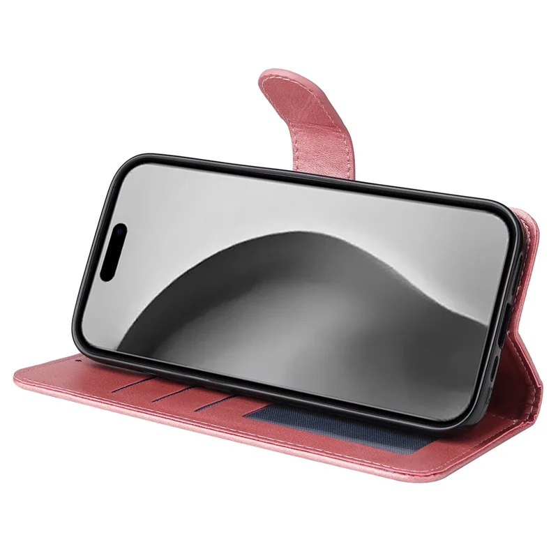 For iPhone 16 Pro Max Stand Case Card Slot Leather Wallet Phone Cover - Pink
