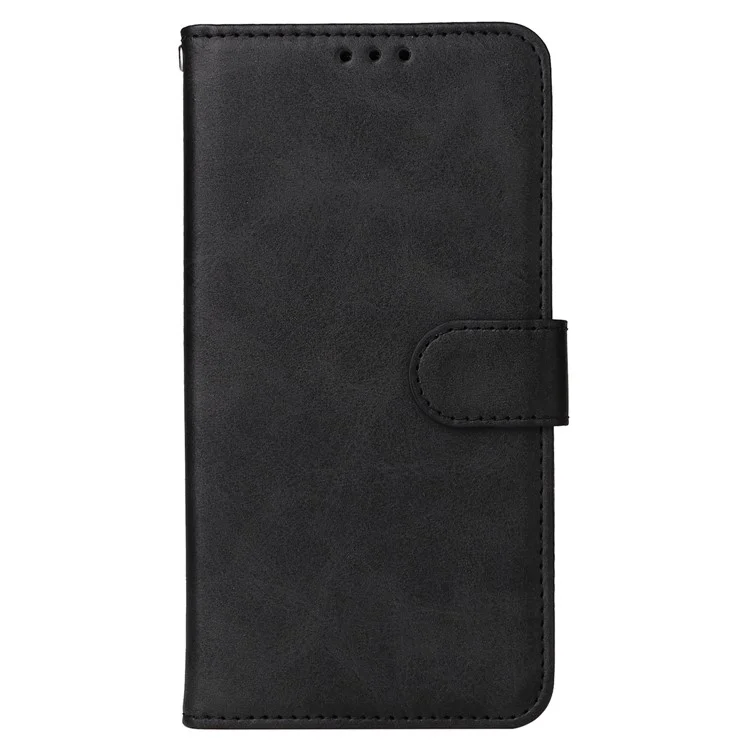 For iPhone 16 Plus Leder-Wallet-Hülle Kalbsstruktur Magnetverschluss Handyhülle - Schwarz