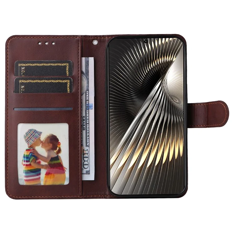 Für Xiaomi Redmi Turbo 3 5G / Poco F6 5G Hülle Kalbsleder-Textur Leder-Geldbörse Handy-Cover - Braun