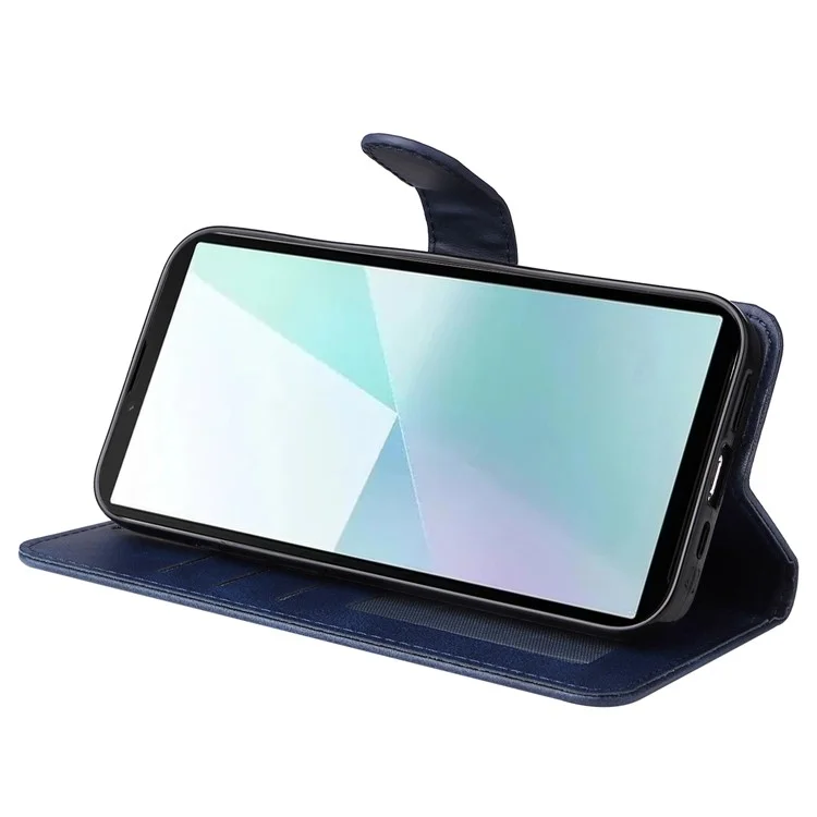 Per Sony Xperia 10 VI Case Calf Texture Leather Wallet Card Slots Anti-Drop Phone Cover - Blue