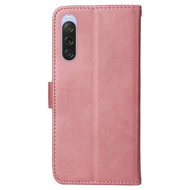 For Sony Xperia 10 V Phone Case Leather Stand Card Holder Wallet Phone Cover - Pink
