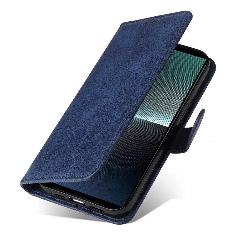 For Sony Xperia 1 V Phone Case Leather Stand Card Holder Wallet Phone Cover - Blue