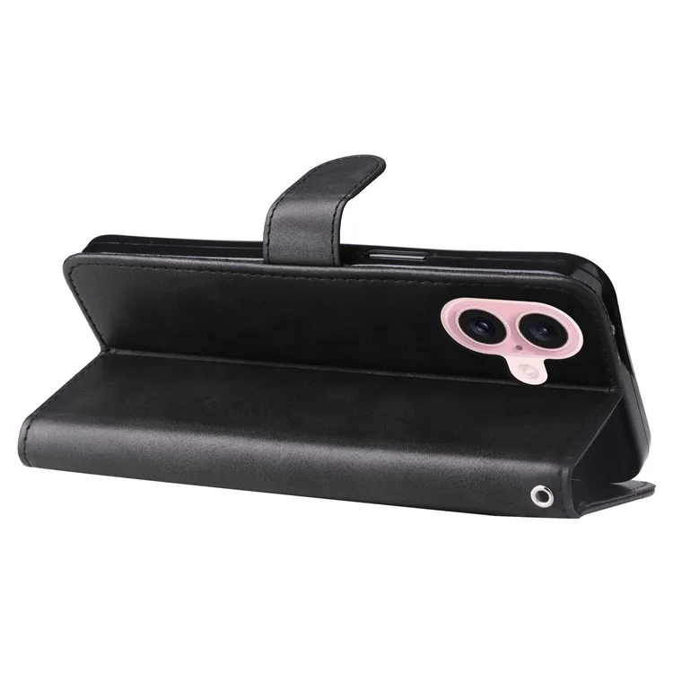 For iPhone 16 Hülle Reißverschluss Tasche Geldbörse Stoßfest PU-Leder Handyhülle - Schwarz