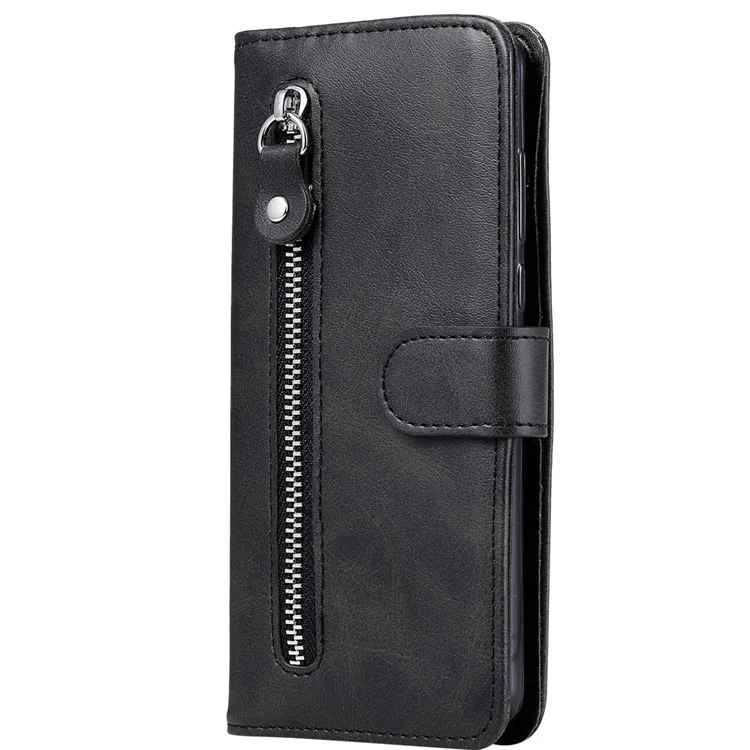 Для чехла Sony Xperia 1 VI Card Slots Zipper Wallet PU Leather Phone Cover - Black