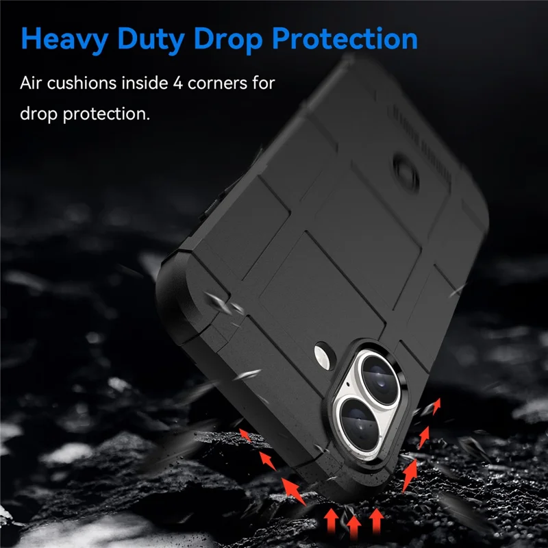 For iPhone 16 Case Square Grid Texture Soft TPU Protective Phone Cover - Black