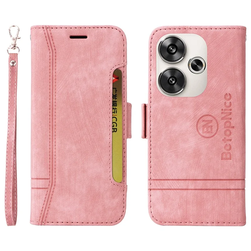 BETOPNICE 001 for Xiaomi Redmi Turbo 3 5G / Poco F6 5G Case Handbag Leather Flip Phone Cover - Pink