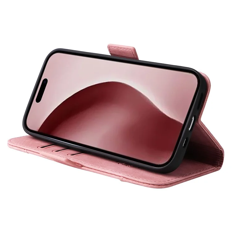 BETOPNICE 001 for iPhone 16 Pro Stand Case Leather Flip Phone Cover - Pink