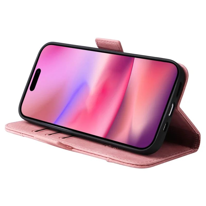 BETOPNICE 001 para iPhone 16 Case Leather Phone Cover Handbag Flip Stand Protective - Rosa
