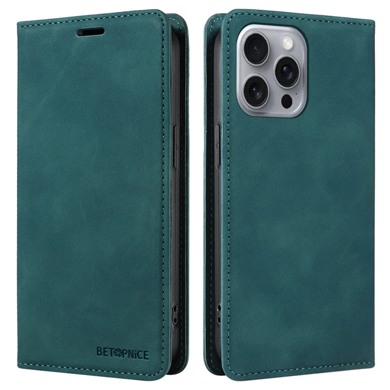 BETOPNICE 003 For iPhone 16 Pro Max Case Wallet Leather Phone Cover Magnetic Closing - Green