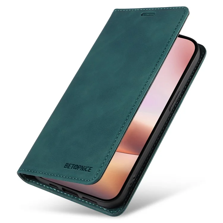 BETOPNICE 003 For iPhone 16 Plus Case RFID Blocking PU Leather Phone Cover - Green