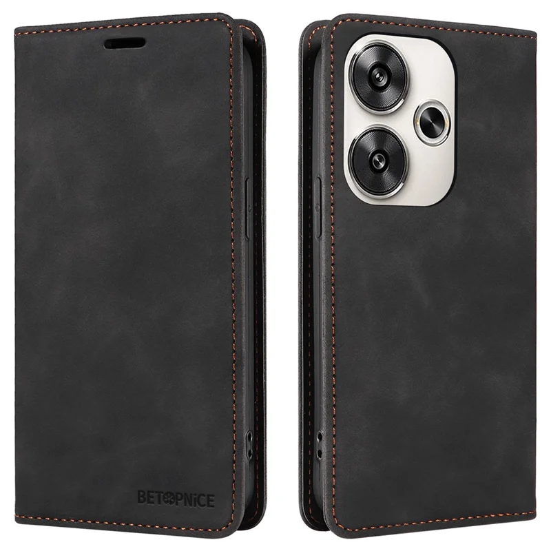 BETOPNICE 003 For Xiaomi Redmi Turbo 3 5G / Poco F6 5G Case RFID Blocking Leather Phone Cover - Black