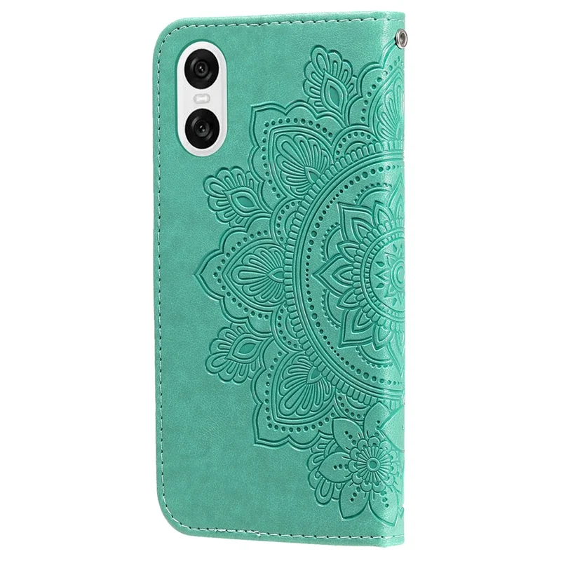 For Sony Xperia 10 VI Case Floral Pattern PU Leather Wallet Stand Phone Cover - Green