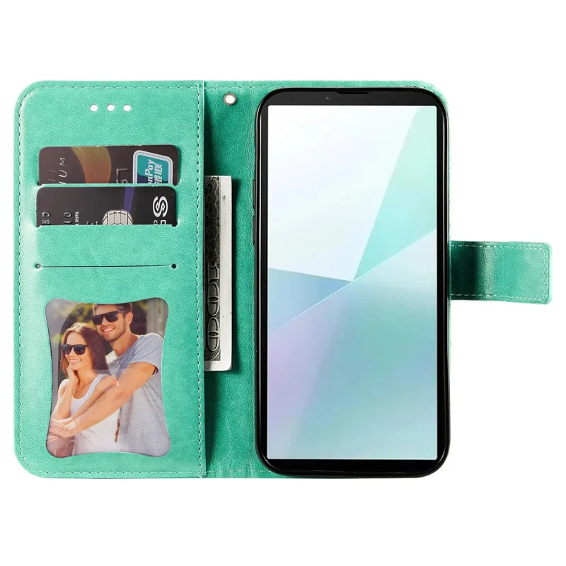 For Sony Xperia 10 VI Case Floral Pattern PU Leather Wallet Stand Phone Cover - Green
