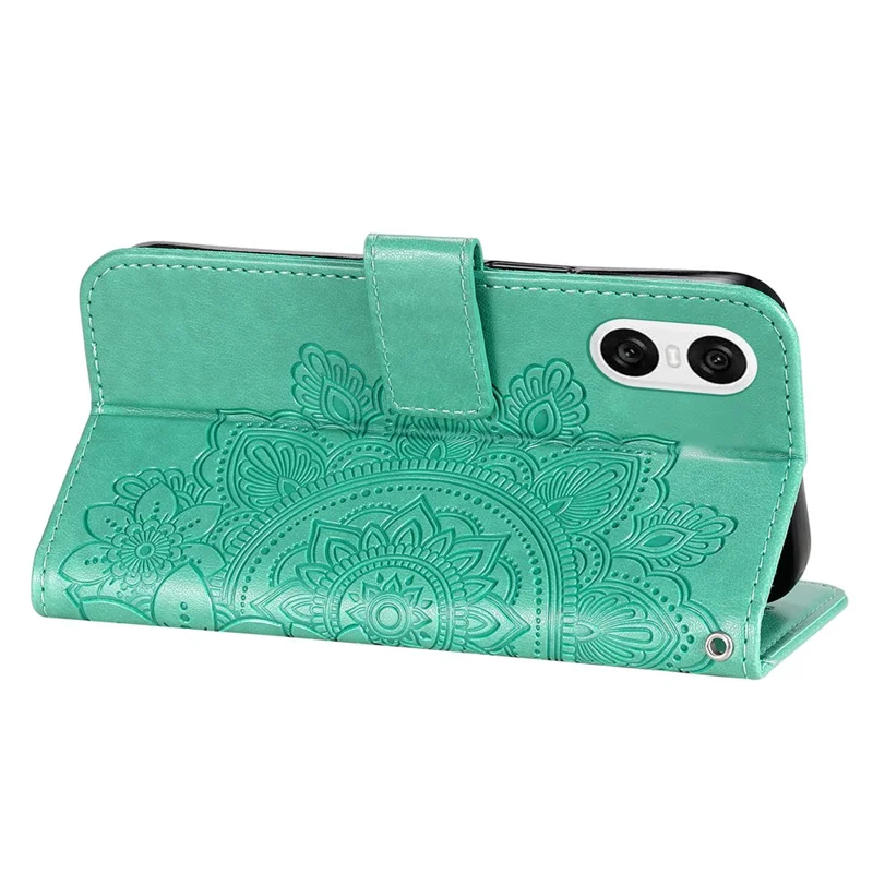 For Sony Xperia 10 VI Case Floral Pattern PU Leather Wallet Stand Phone Cover - Green