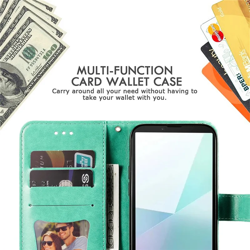 For Sony Xperia 10 VI Case Floral Pattern PU Leather Wallet Stand Phone Cover - Green