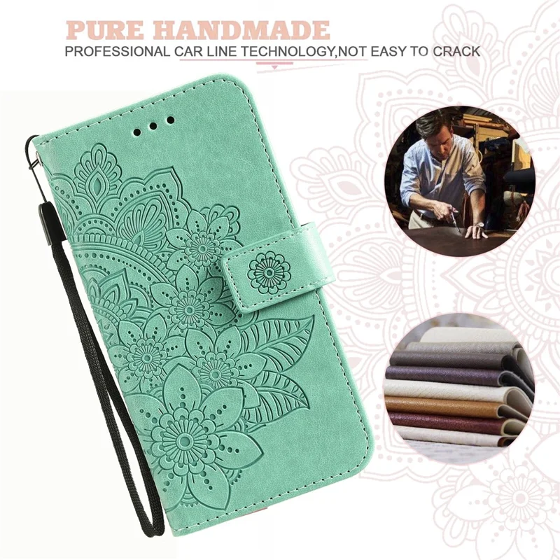 For Sony Xperia 10 VI Case Floral Pattern PU Leather Wallet Stand Phone Cover - Green