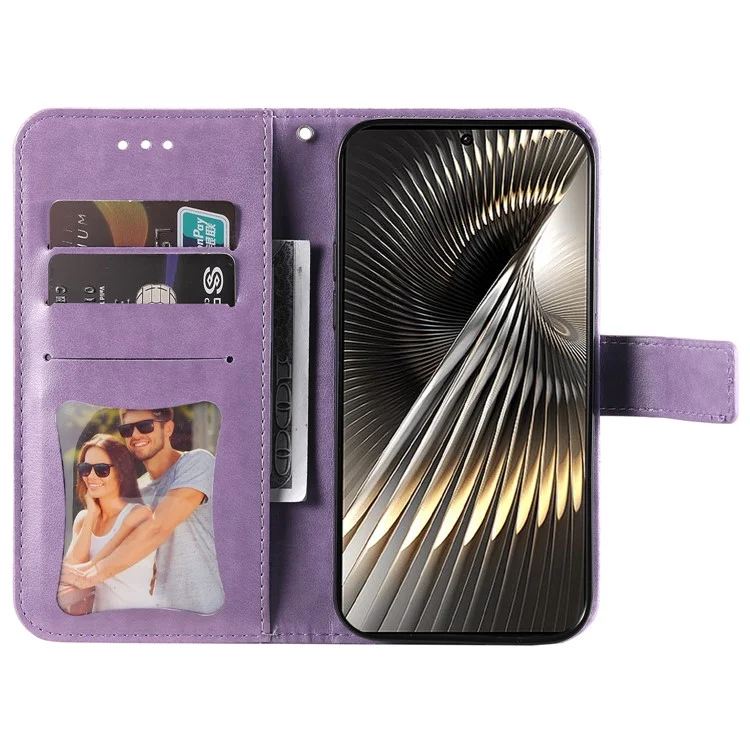 Pour Xiaomi Redmi Turbo 3 5G / Poco F6 5G Etui en cuir PU Housse de téléphone Motif floral - Violet