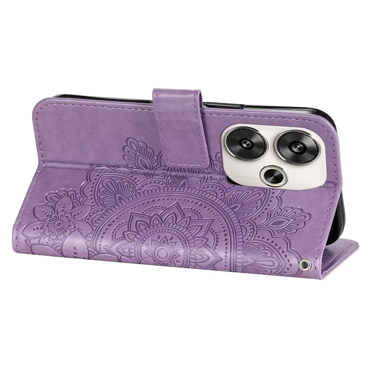 Pour Xiaomi Redmi Turbo 3 5G / Poco F6 5G Etui en cuir PU Housse de téléphone Motif floral - Violet